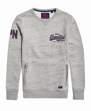 Superdry Vintage Logo Monochrome Crew Férfi Pulóver Szürke | QSHMB5402